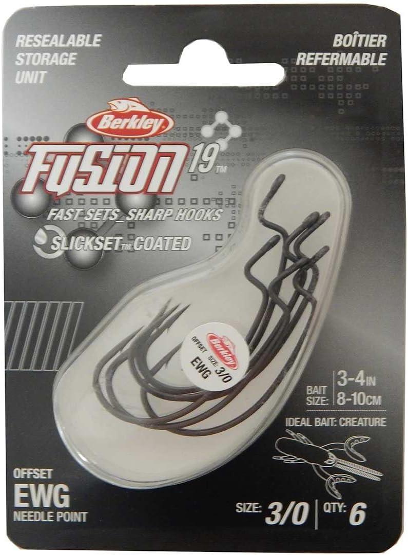 imageBerkley Fusion19 Wide Gap Live Bait Hooks Size 4 Fishing Hooks Needle Point with SlickSet Coating for Easy Penetration Forged for Added StrengthSmoke Satin