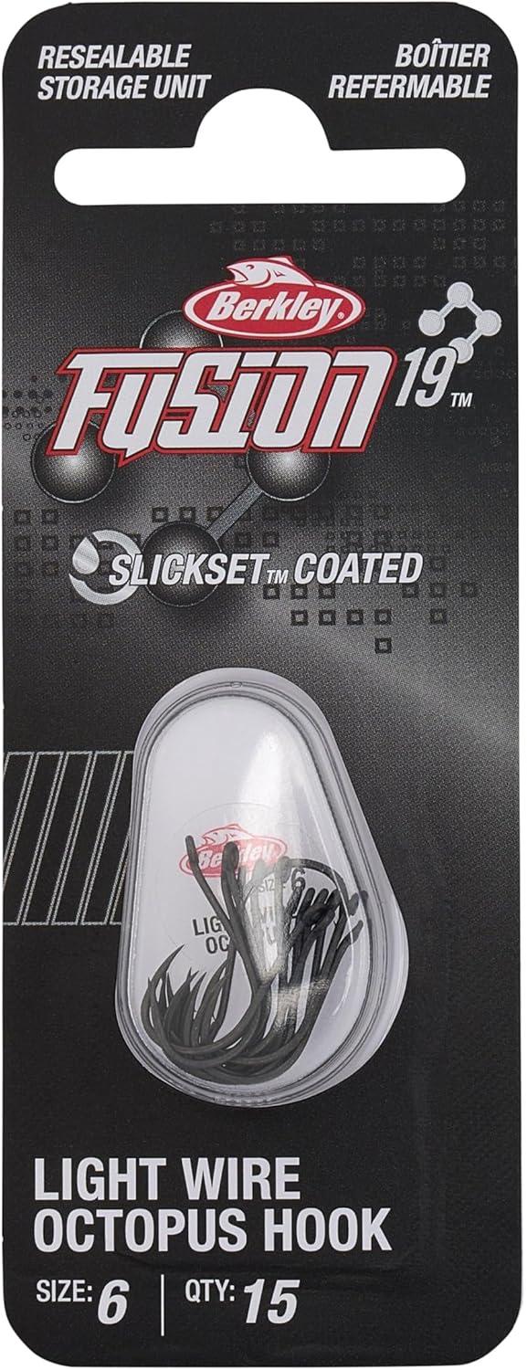 imageBerkley Fusion19 Wide Gap Live Bait Hooks Size 4 Fishing Hooks Needle Point with SlickSet Coating for Easy Penetration Forged for Added StrengthSmoke Satin