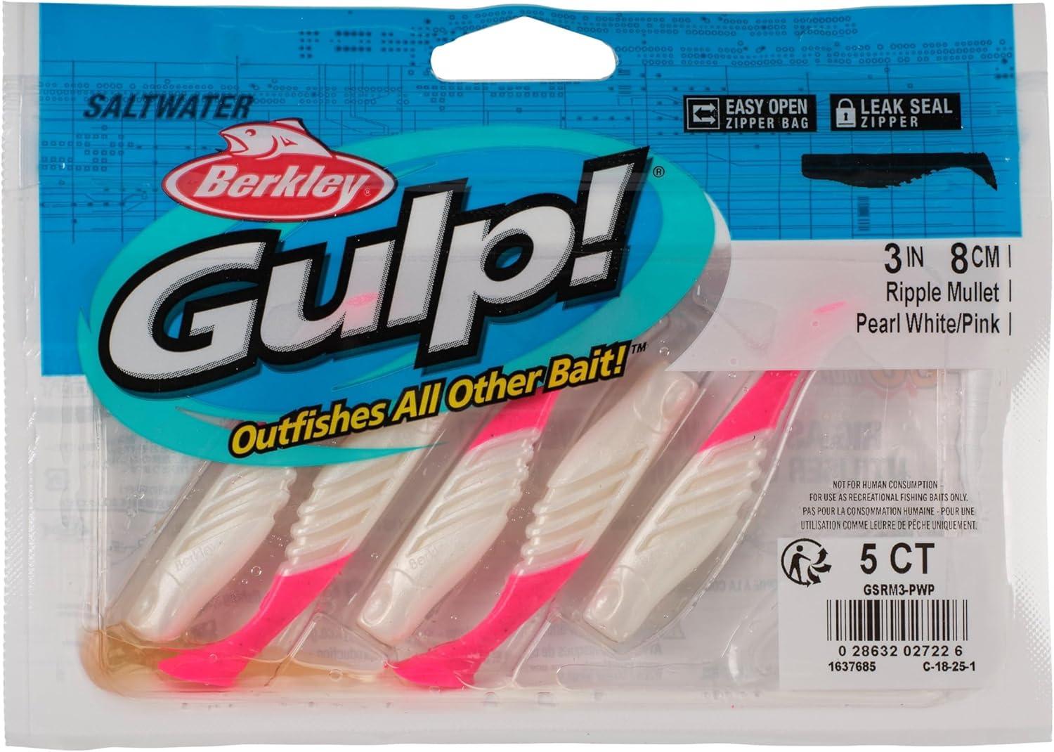 imageBerkley Gulp Saltwater Ripple MulletPearl WhitePink