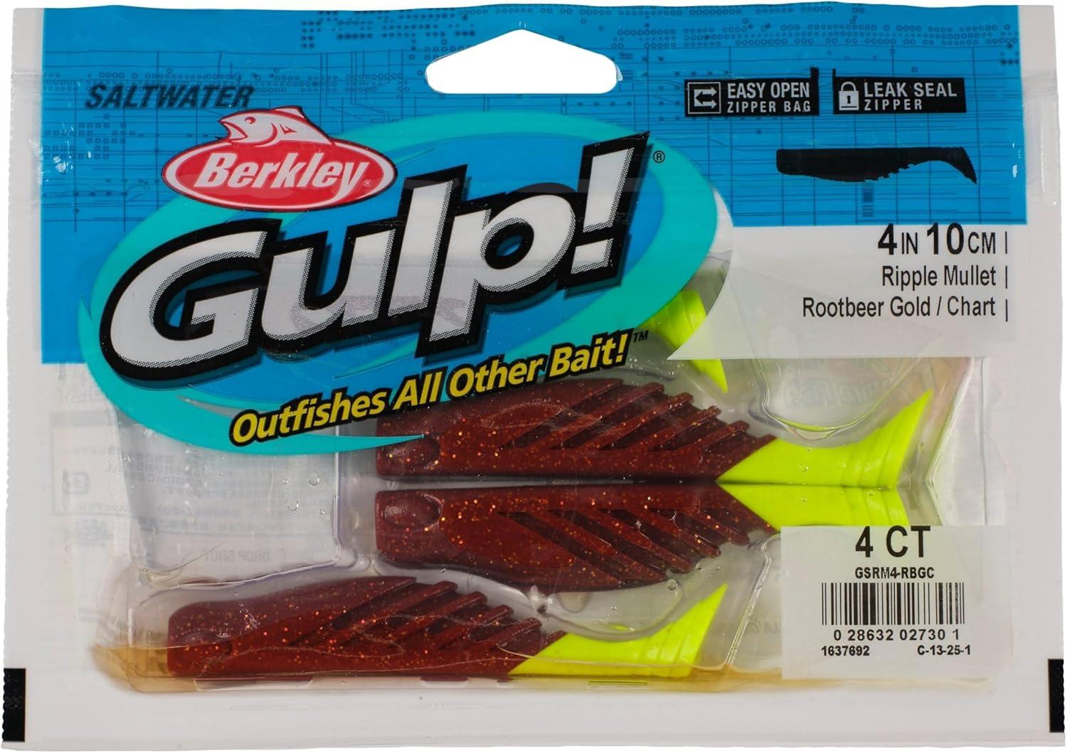 imageBerkley Gulp Saltwater Ripple MulletRoot Beer GoldChartreuse