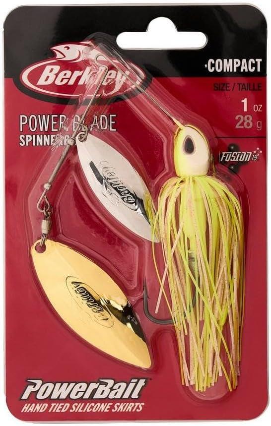 imageBerkley Power Blade Compact Fishing SpinnerbaitsWhite ChartreuseSilver Gold