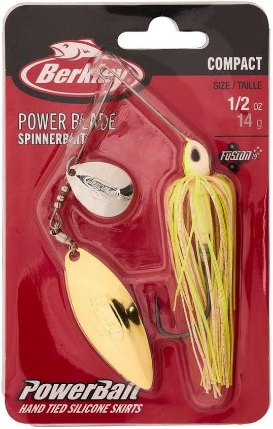 imageBerkley Power Blade Compact Fishing SpinnerbaitsWhite ChartreuseSilver Gold