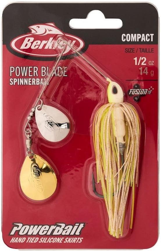 imageBerkley Power Blade Compact Fishing SpinnerbaitsWhite ChartreuseSilver Gold