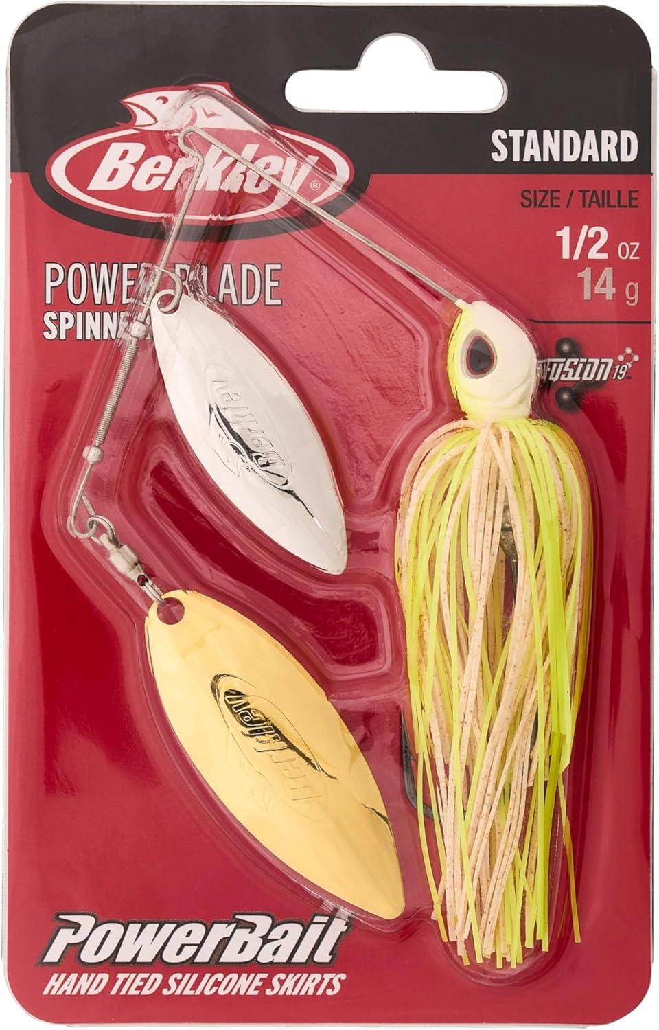 imageBerkley Power Blade Standard Fishing SpinnerbaitsWhite ChartreuseSilver Gold