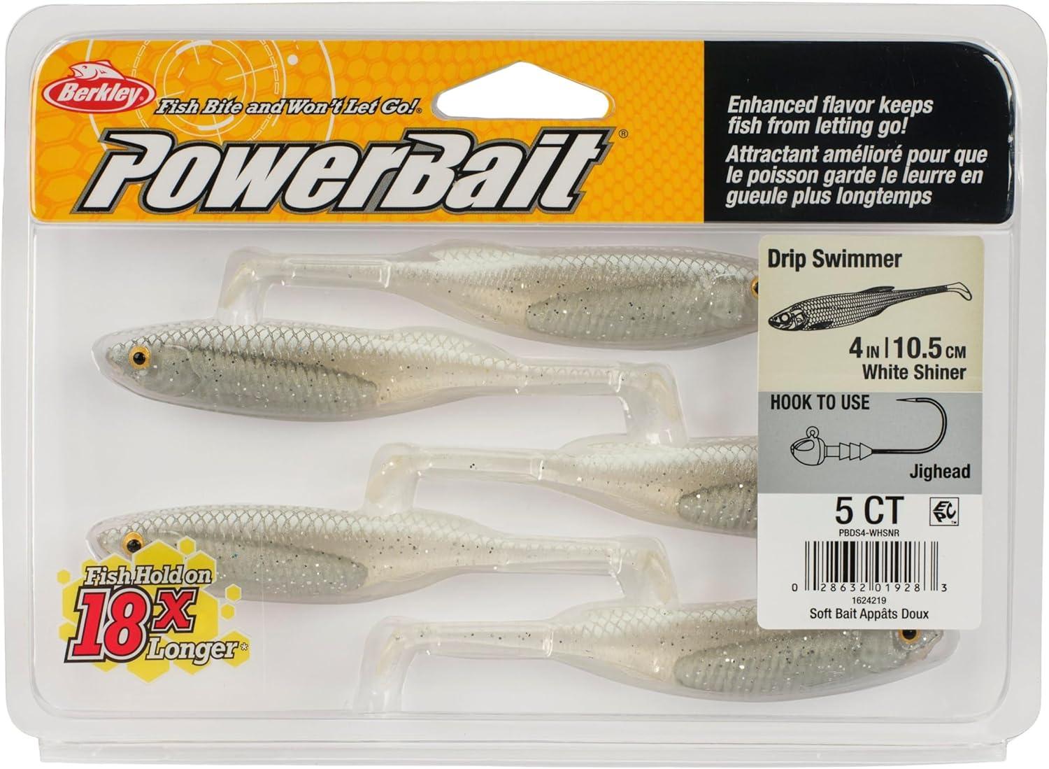 imageBerkley PowerBait Drip Swimmer Fishing Soft BaitWhite Shiner