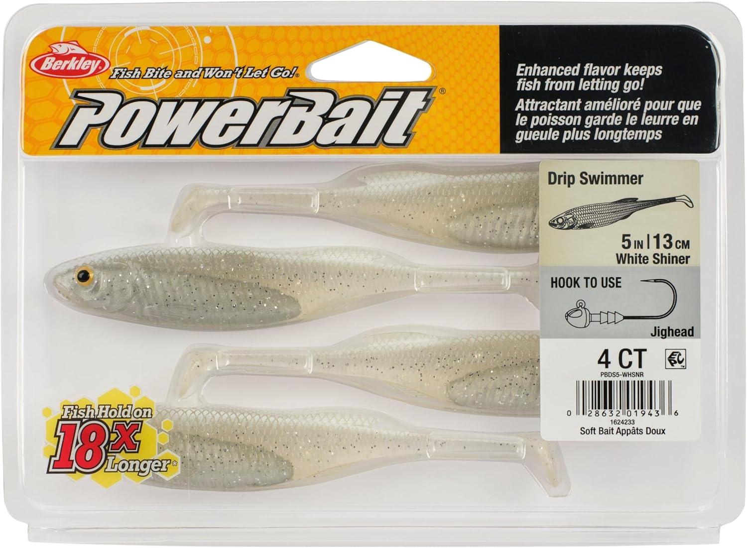 imageBerkley PowerBait Drip Swimmer Fishing Soft BaitWhite Shiner