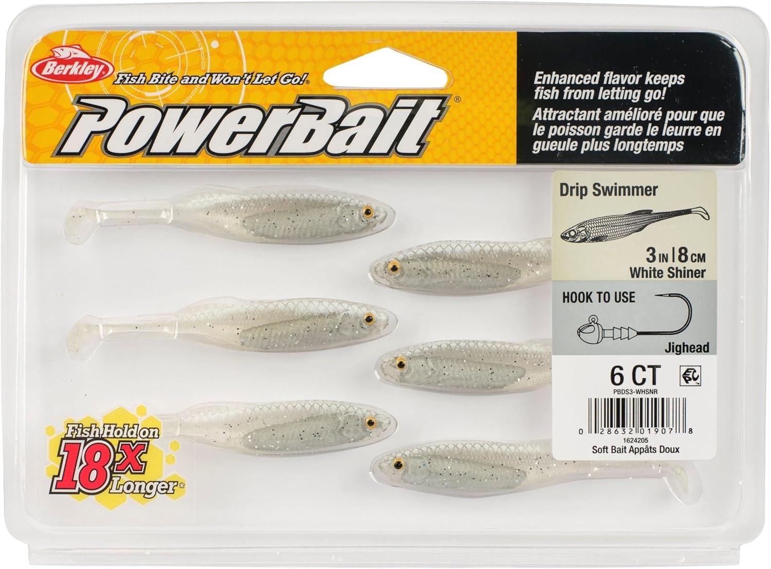 imageBerkley PowerBait Drip Swimmer Fishing Soft BaitWhite Shiner