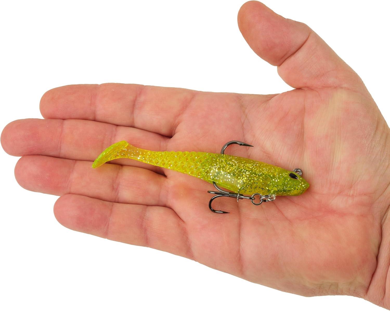 imageBerkley PowerBait Saltwater PreRigged Cullshad Fishing Soft BaitChartreuse Flash