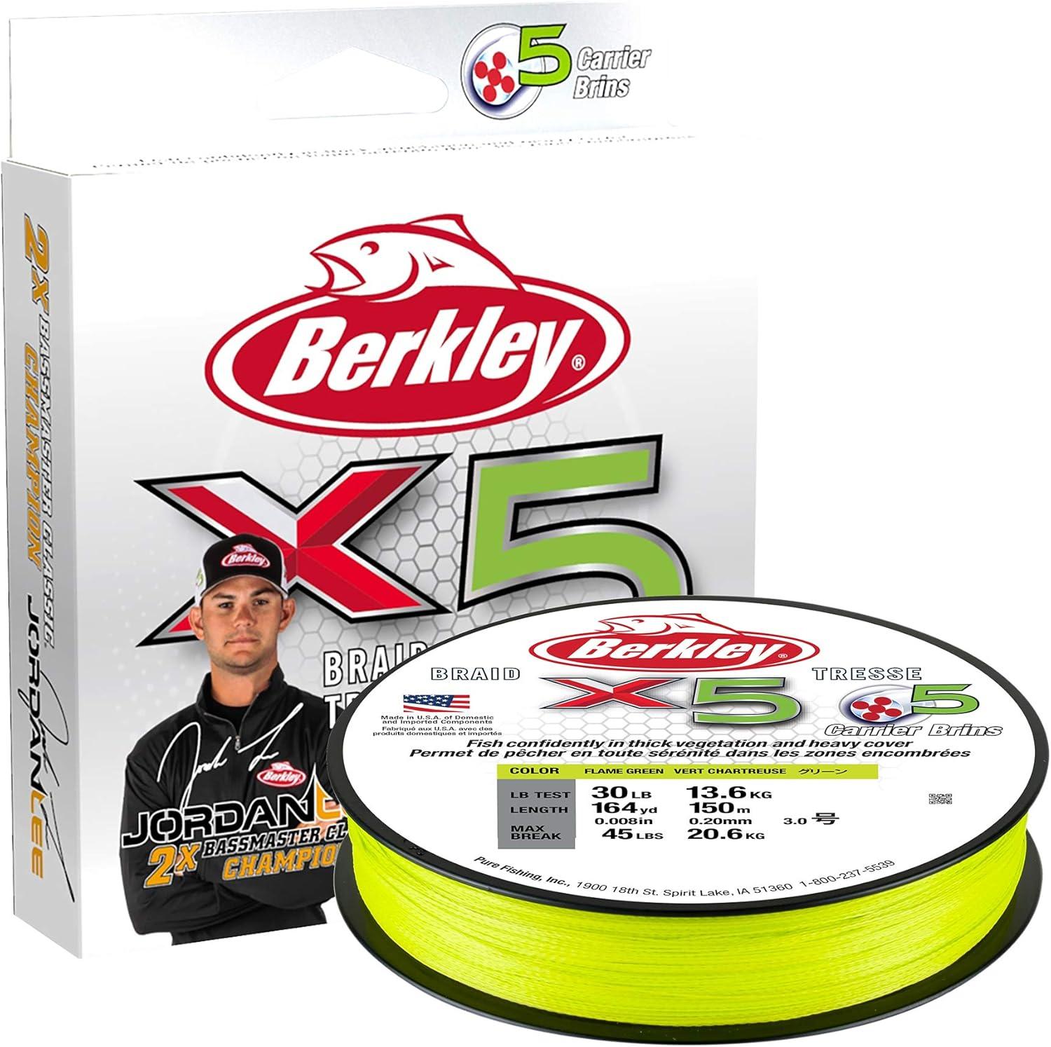 imageBerkley x5 Braid Fishing LineFlame Green Jordan Lee Pro Designed