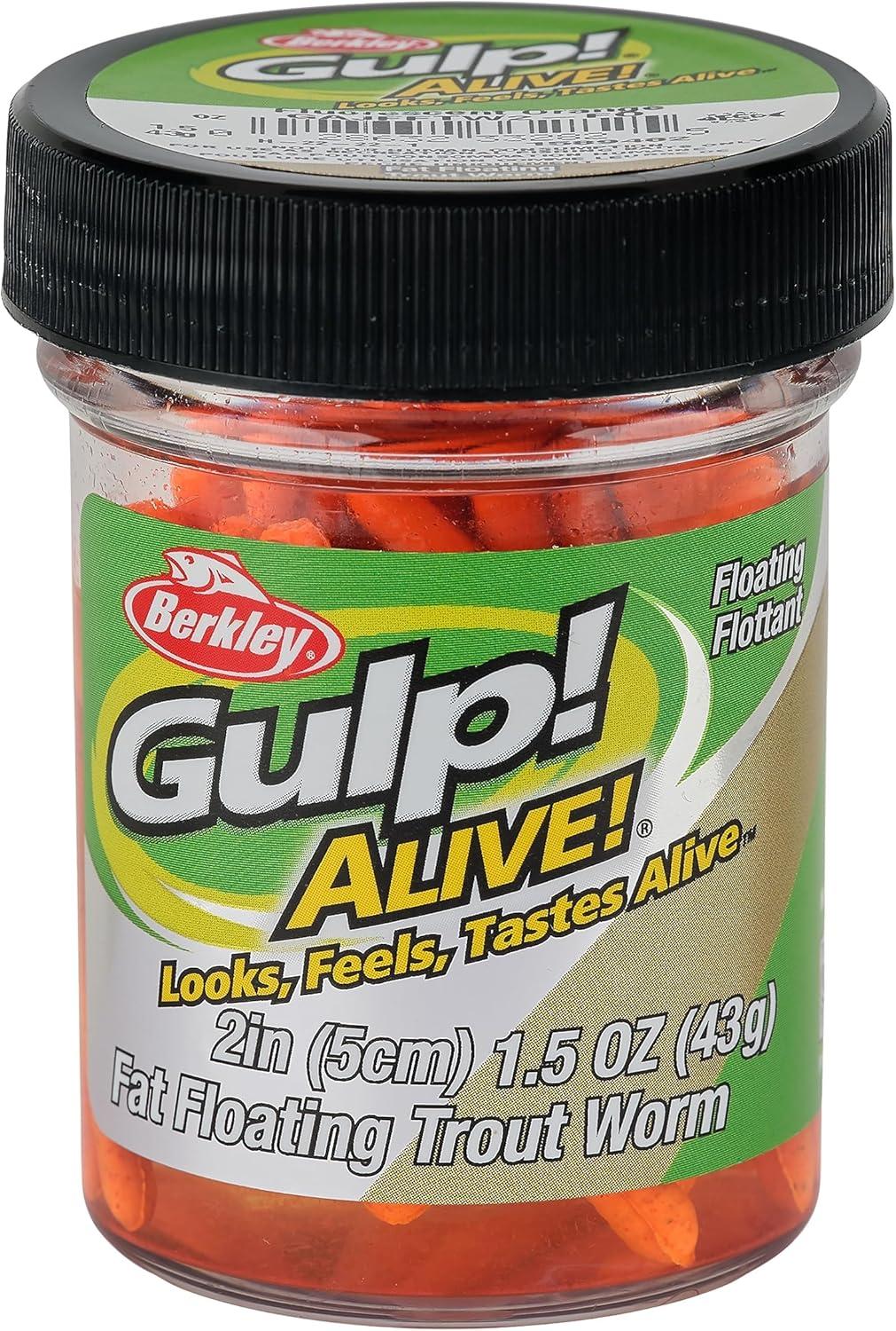 imageBerkley Gulp Alive Fat Floating Trout Worm Fishing Soft BaitFluorescent Orange