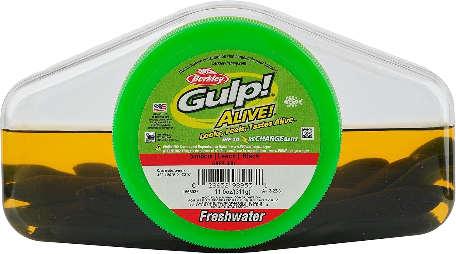 imageBerkley Gulp Alive Leech Fishing Soft BaitBlack New Model