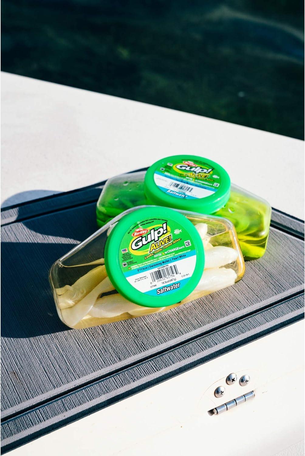 imageBerkley Gulp Alive Swimming Mullet Saltwater Fishing Soft BaitPearl WhiteChartreuse