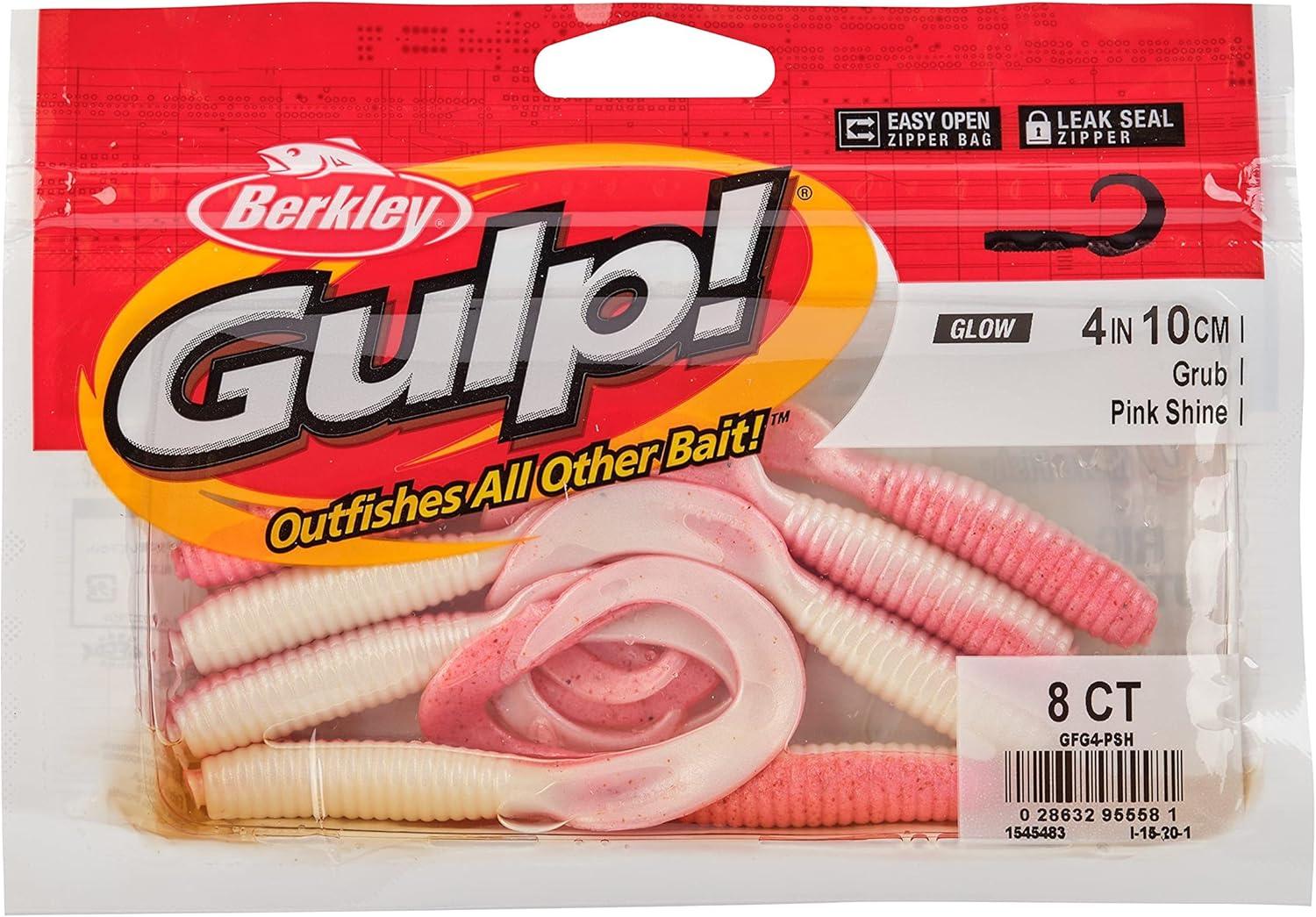 imageBerkley Gulp Grub Fishing Soft Bait Pink Shine 4quot