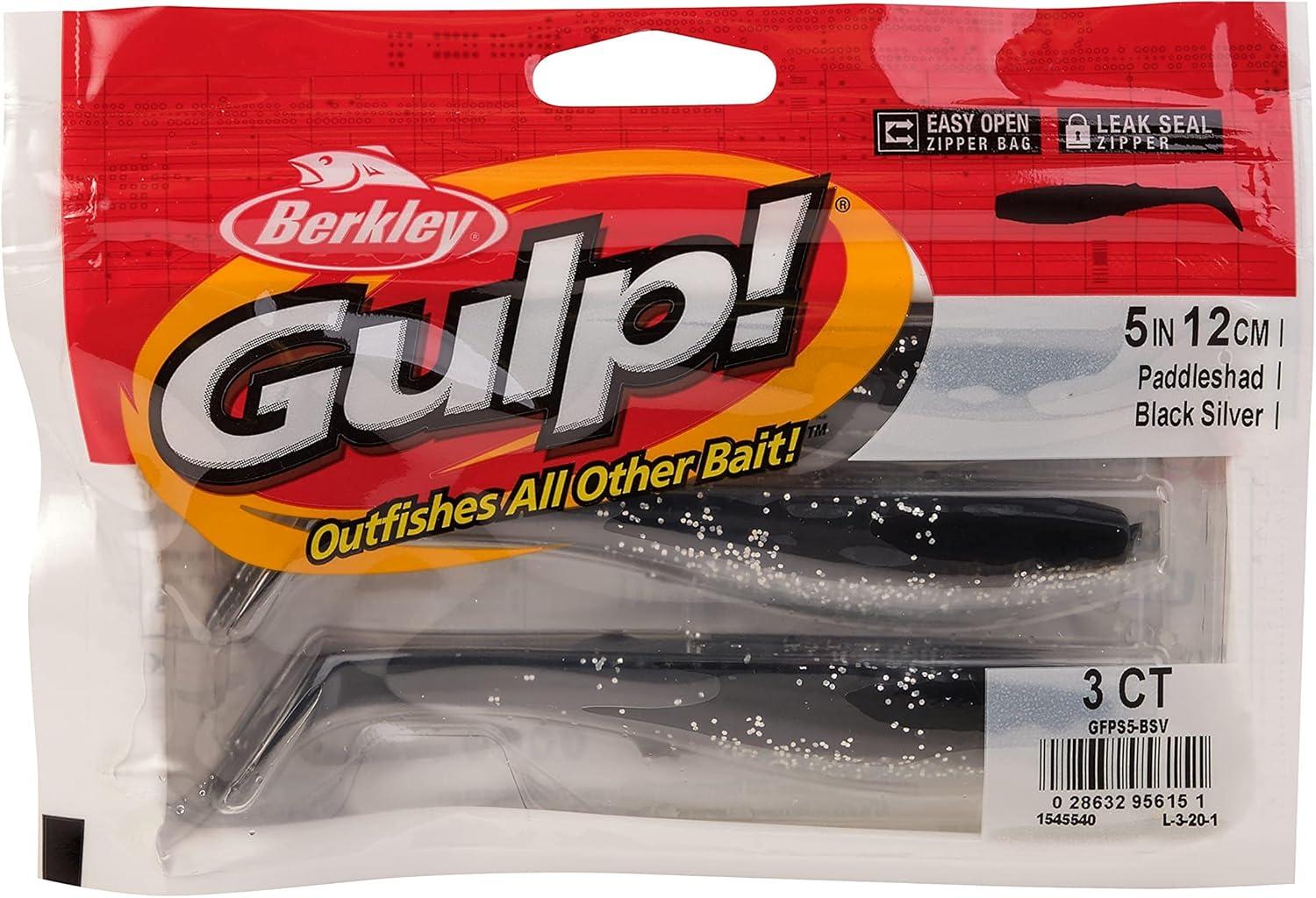 imageBerkley Gulp Paddleshad Fishing Soft BaitBlack Silver