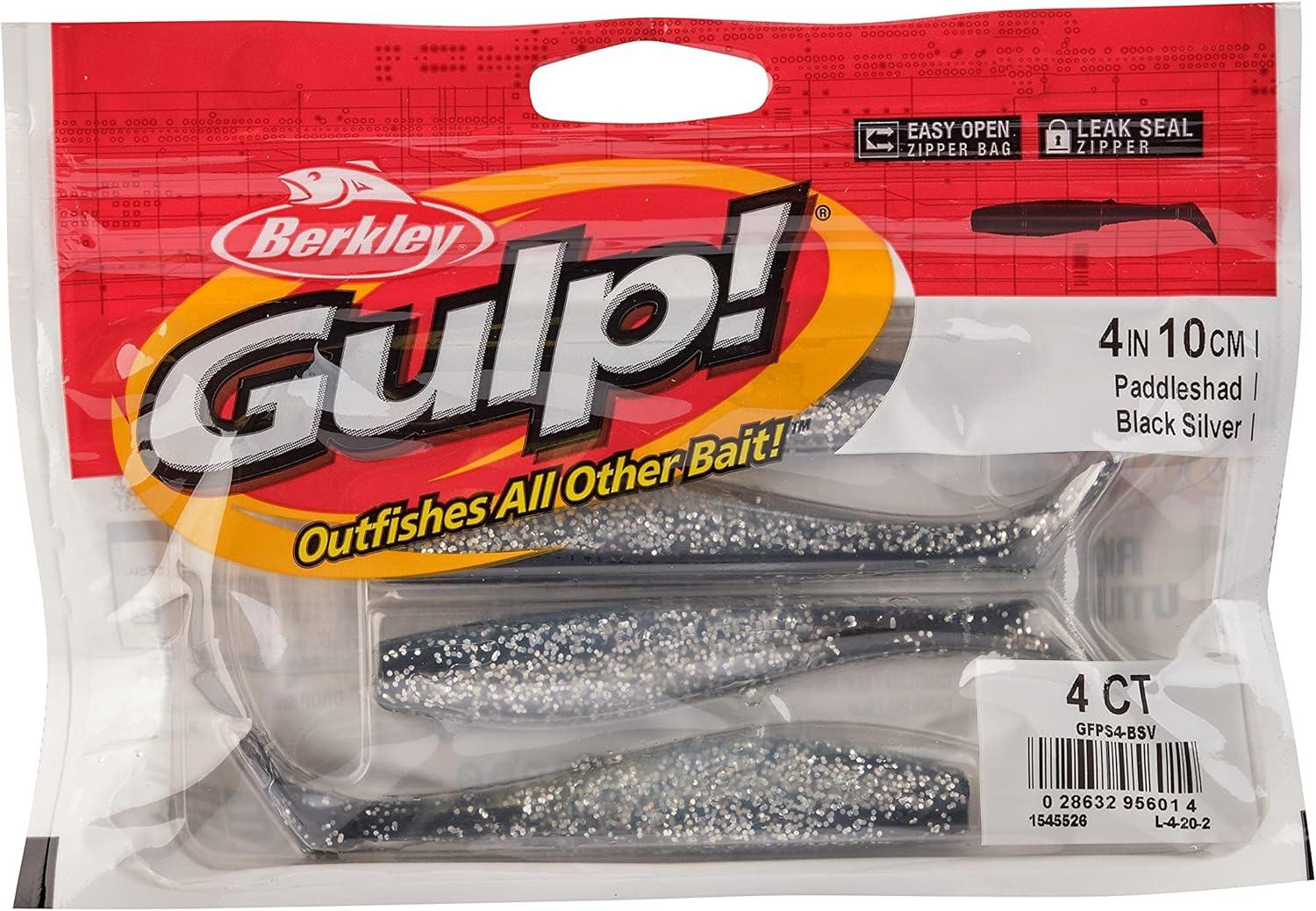 imageBerkley Gulp Paddleshad Fishing Soft BaitBlack Silver