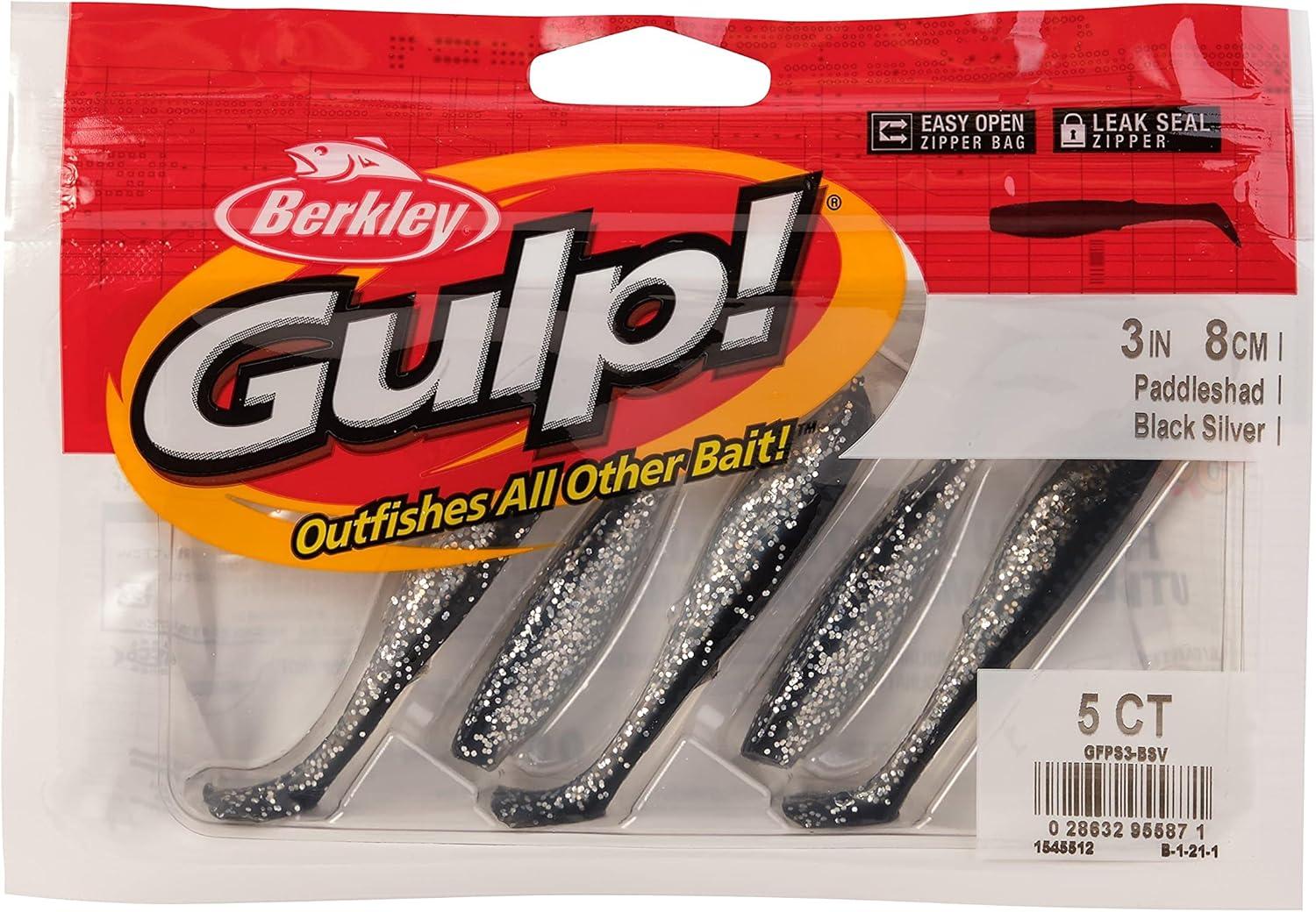 imageBerkley Gulp Paddleshad Fishing Soft BaitBlack Silver