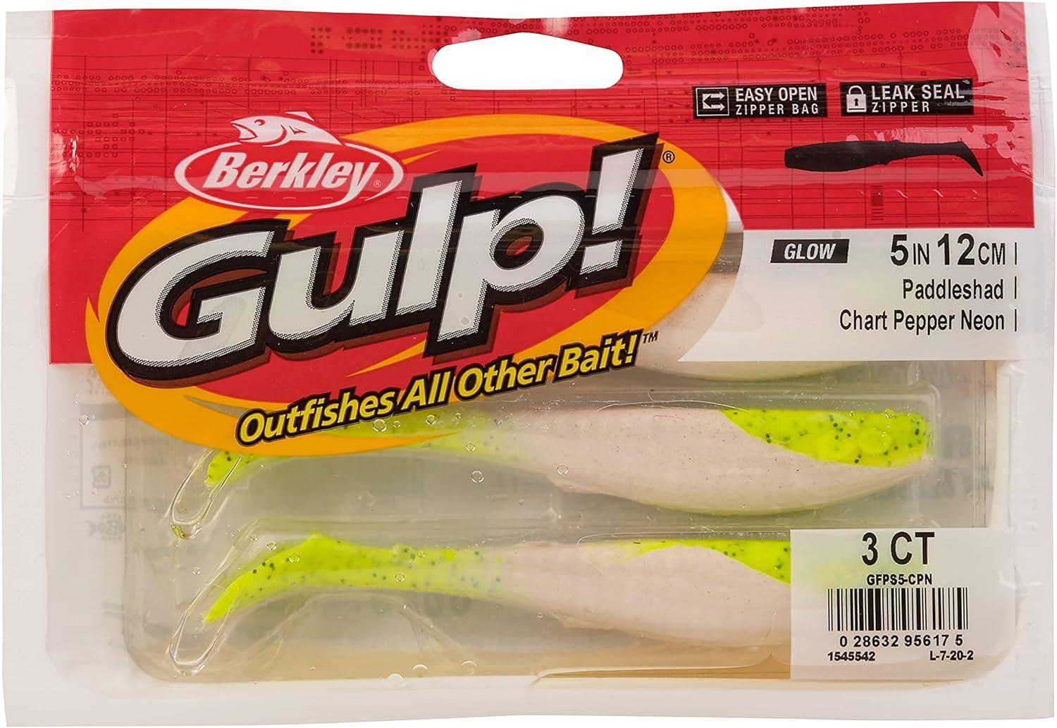 imageBerkley Gulp Paddleshad Fishing Soft BaitChartreuse Pepper Neon