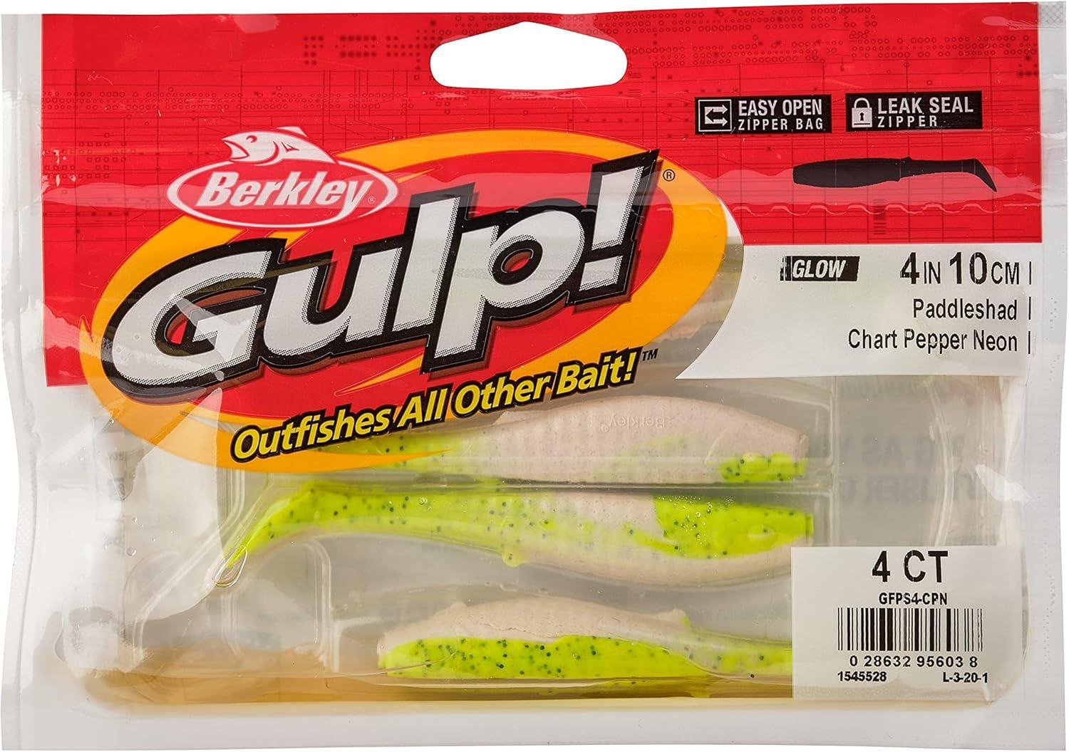 imageBerkley Gulp Paddleshad Fishing Soft BaitChartreuse Pepper Neon