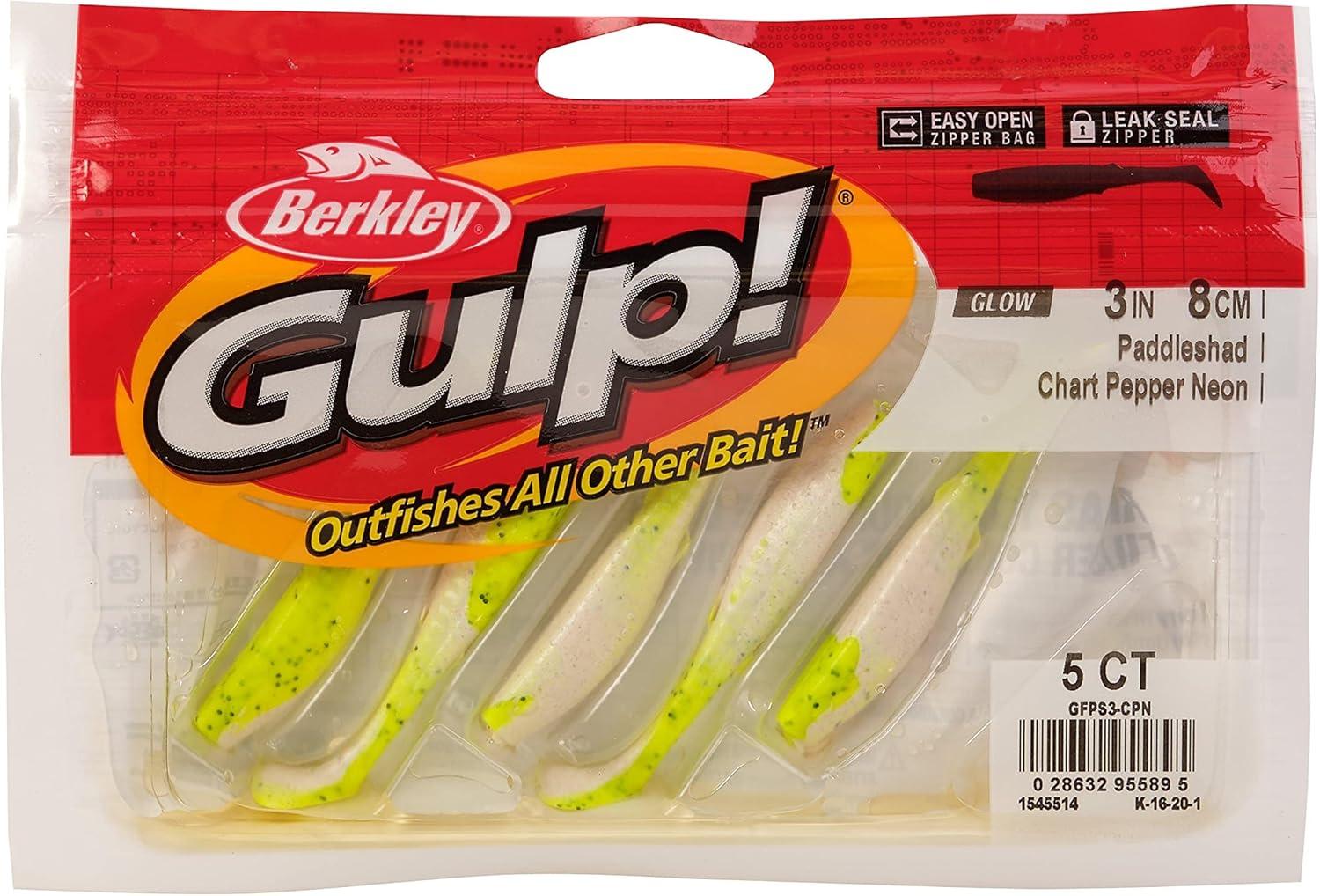 imageBerkley Gulp Paddleshad Fishing Soft BaitChartreuse Pepper Neon