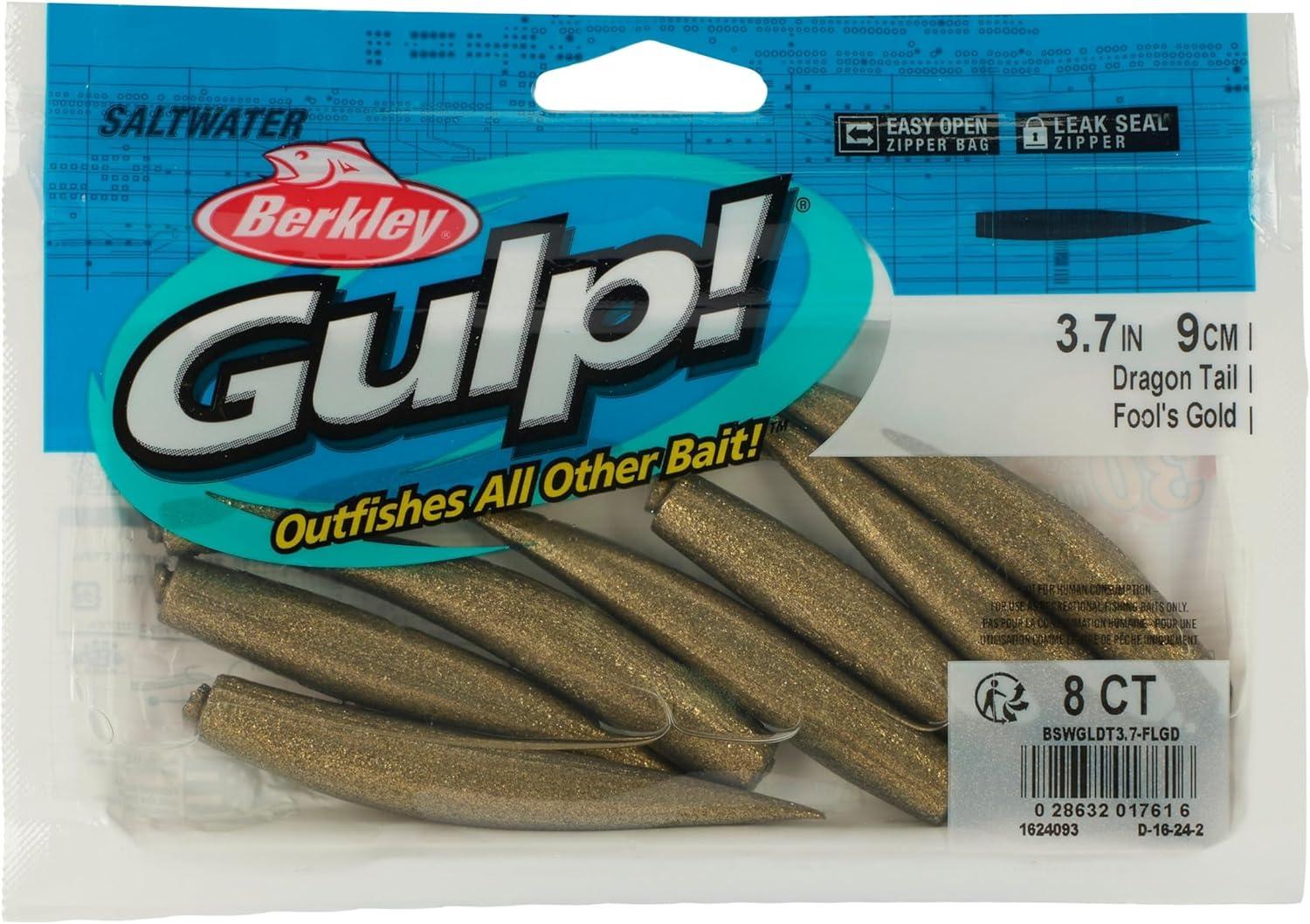 imageBerkley Gulp Saltwater Dragon Tail Fishing Soft BaitFools Gold