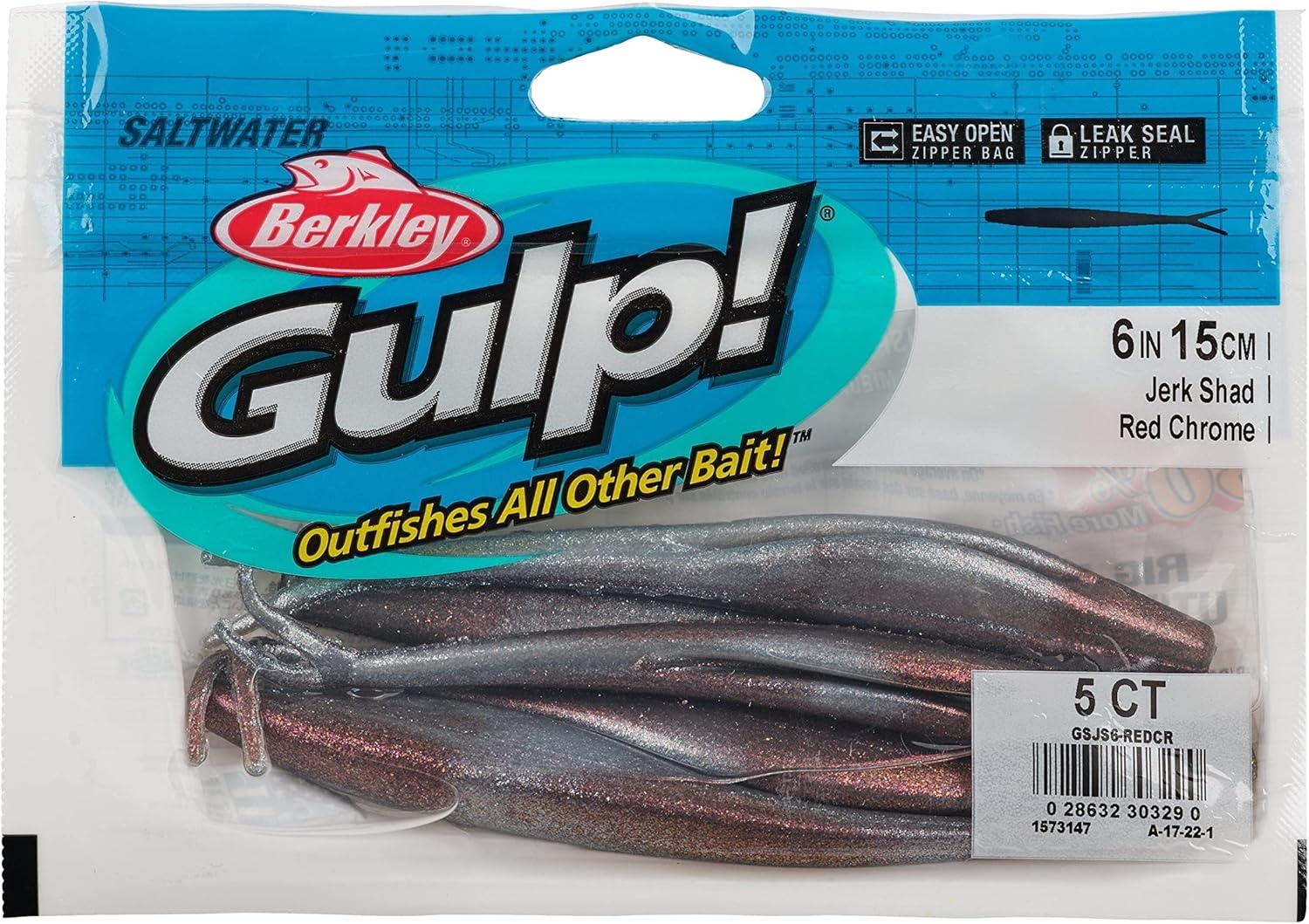 imageBerkley Gulp Saltwater Jerk Shad Fishing Soft BaitRed Chrome