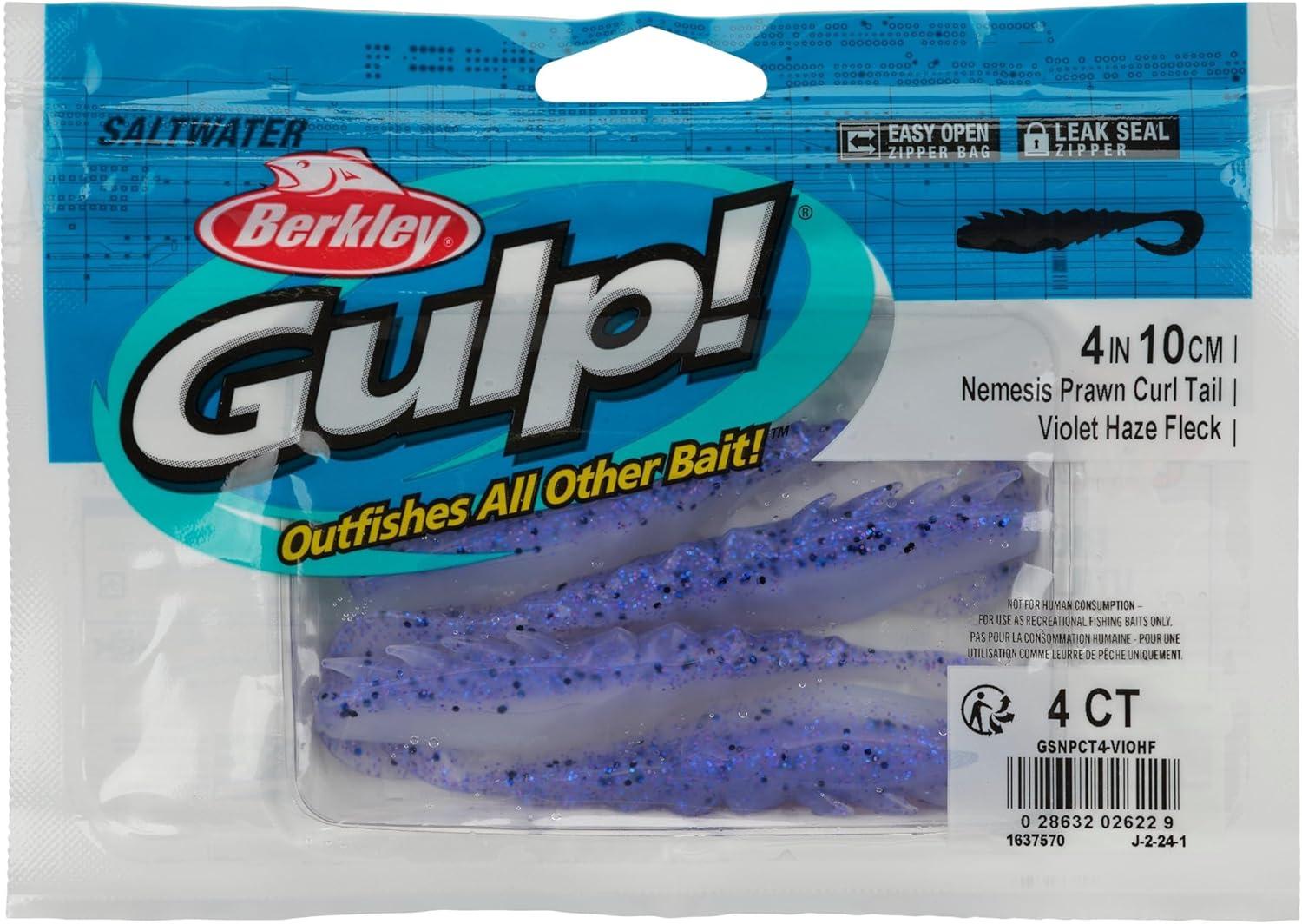 imageBerkley Gulp Saltwater Nemesis Prawn Curl TailViolet Haze Fleck