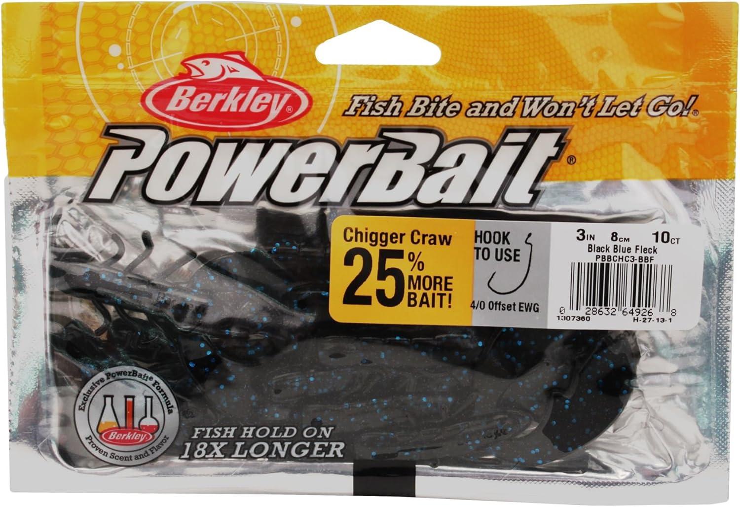 imageBerkley PowerBait Chigger CrawBlack Blue Fleck3quot 10 Count