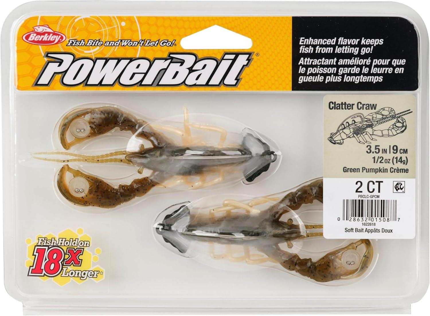 imageBerkley PowerBait Clatter Craw Fishing Soft BaitGreen Pumpkin Crme