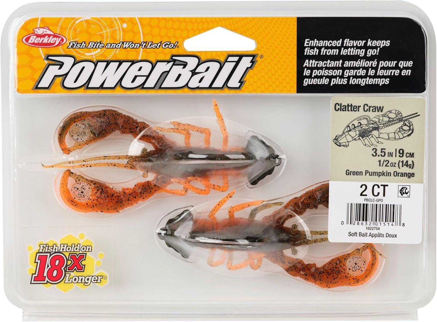 imageBerkley PowerBait Clatter Craw Fishing Soft BaitGreen Pumpkin Orange