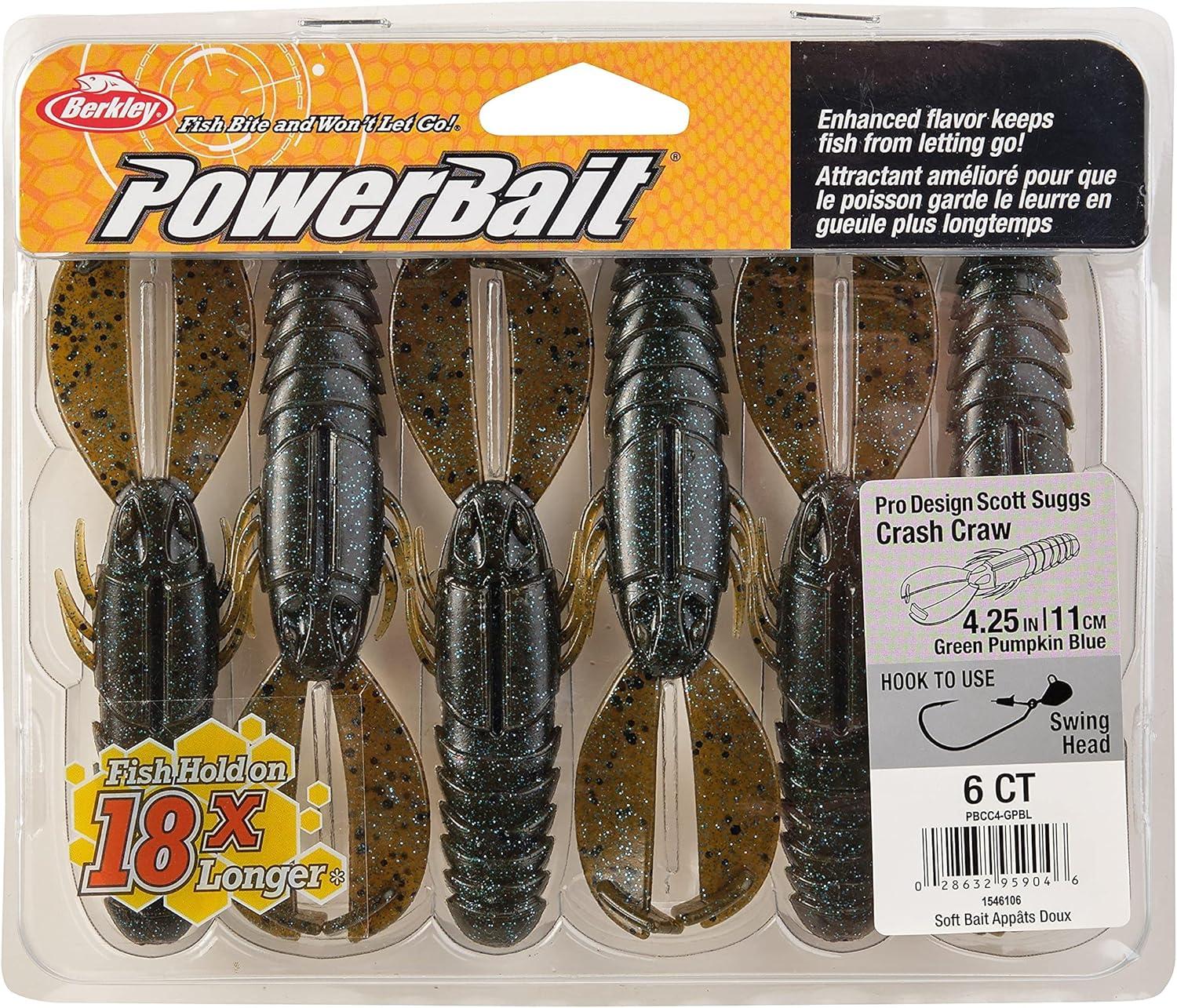 imageBerkley PowerBait Crash Craw Fishing Soft BaitGreen Pumpkin Blue