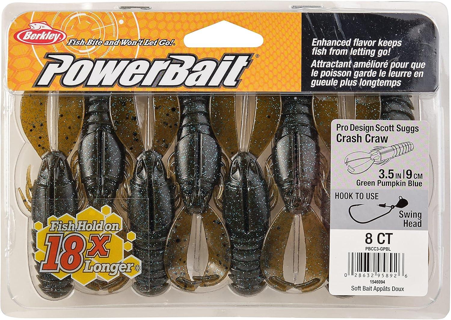 imageBerkley PowerBait Crash Craw Fishing Soft BaitGreen Pumpkin Blue