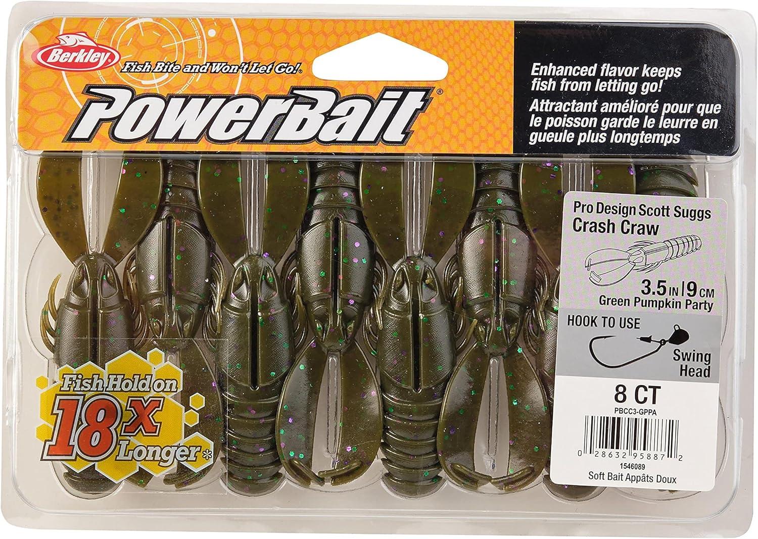 imageBerkley PowerBait Crash Craw Fishing Soft BaitGreen Pumpkin Party
