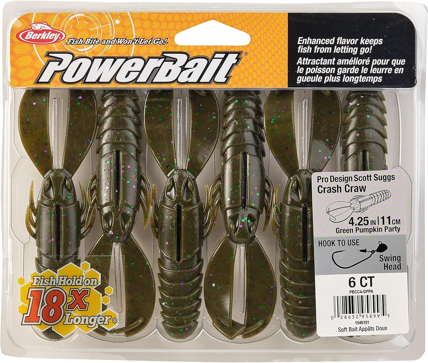 imageBerkley PowerBait Crash Craw Fishing Soft BaitGreen Pumpkin Party