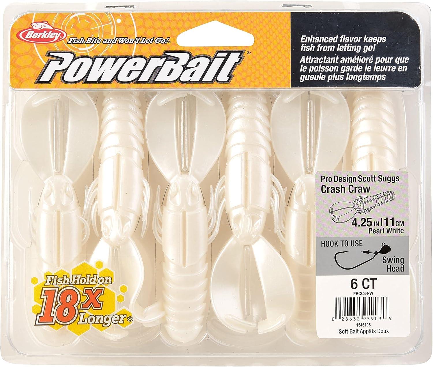 imageBerkley PowerBait Crash Craw Fishing Soft BaitPearl White