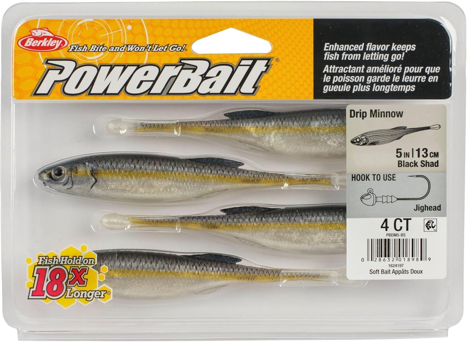 imageBerkley PowerBait Drip Minnow Fishing Soft BaitBlack Shad