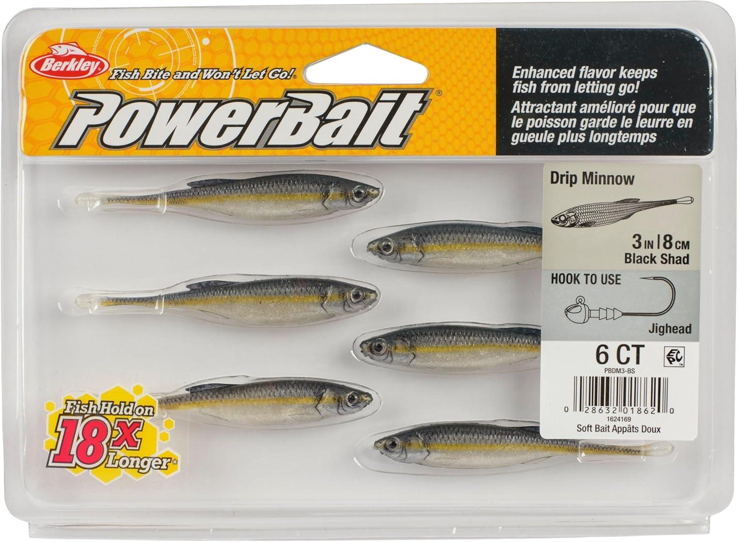 imageBerkley PowerBait Drip Minnow Fishing Soft BaitBlack Shad