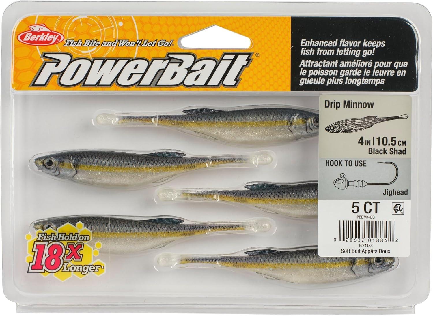 imageBerkley PowerBait Drip Minnow Fishing Soft BaitBlack Shad