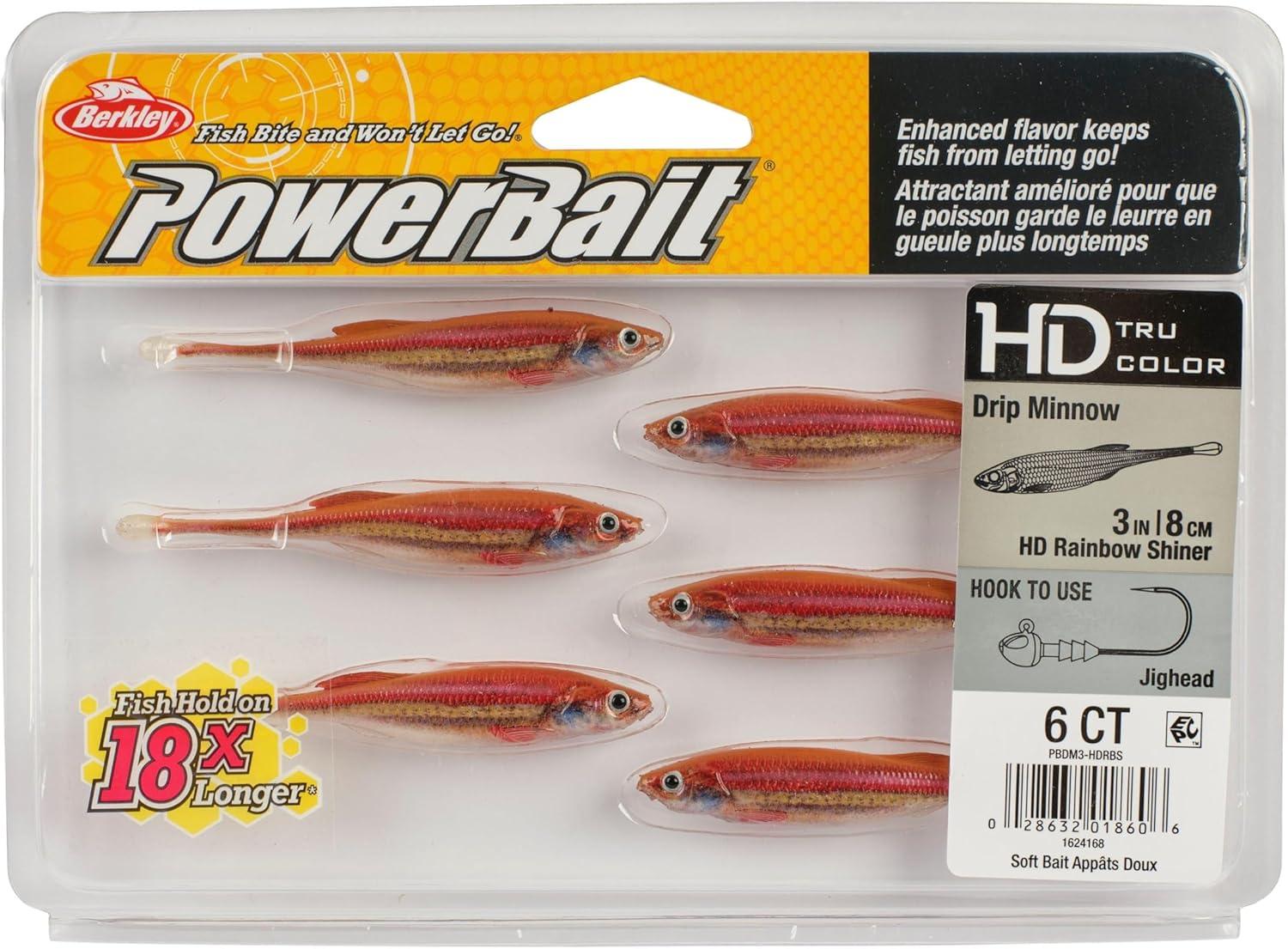 imageBerkley PowerBait Drip Minnow Fishing Soft BaitHD Rainbow Shiner