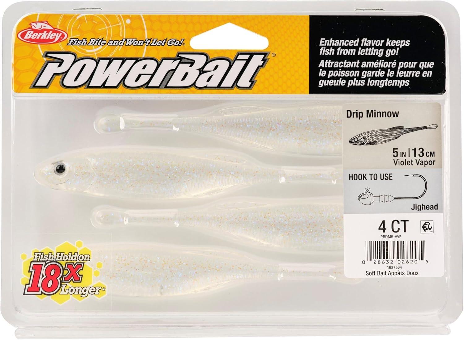 imageBerkley PowerBait Drip Minnow Fishing Soft BaitViolet Vapor