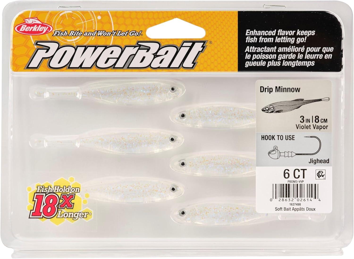 imageBerkley PowerBait Drip Minnow Fishing Soft BaitViolet Vapor