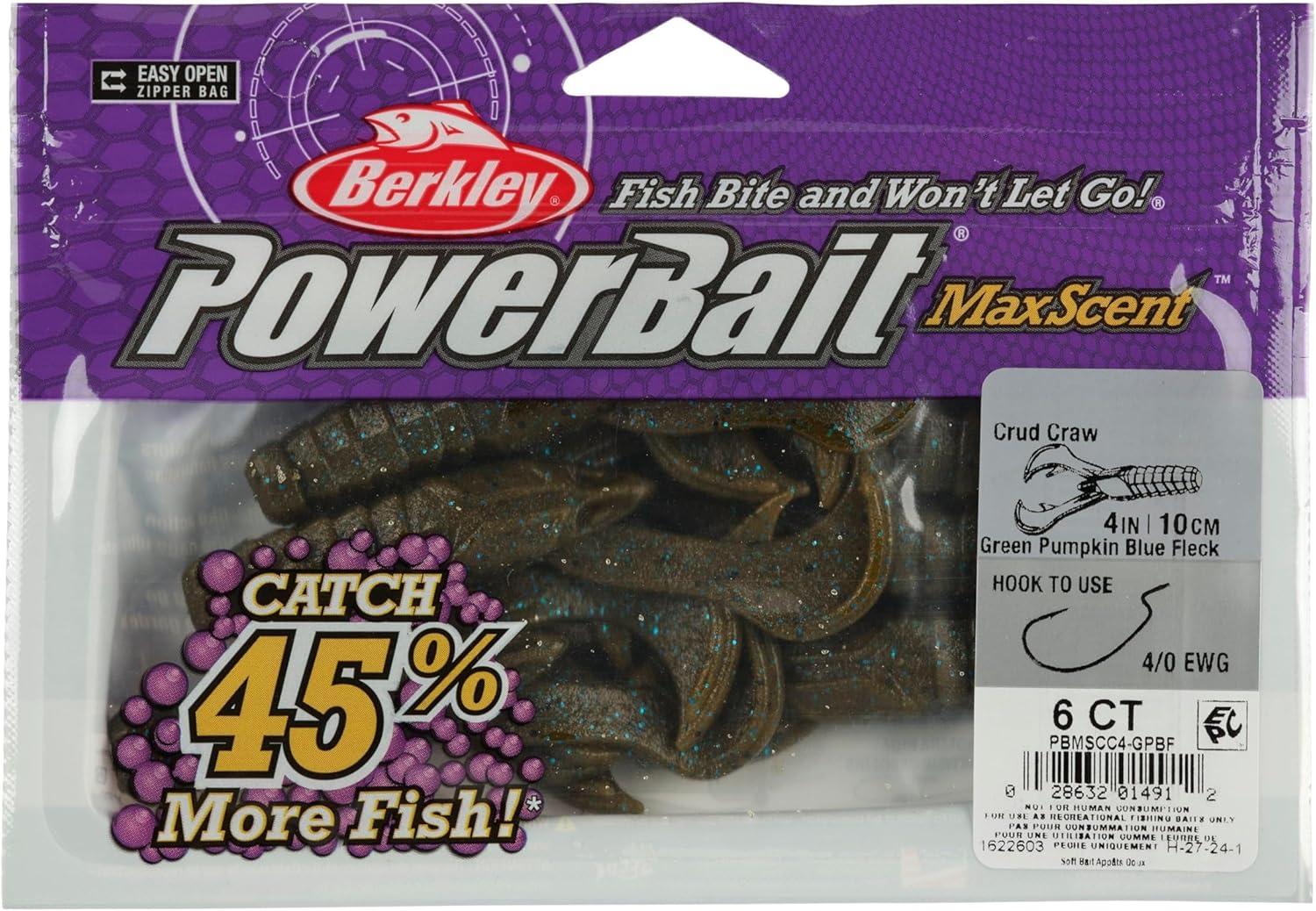 imageBerkley PowerBait MaxScent Crud CrawGreen Pumpkin Blue Fleck