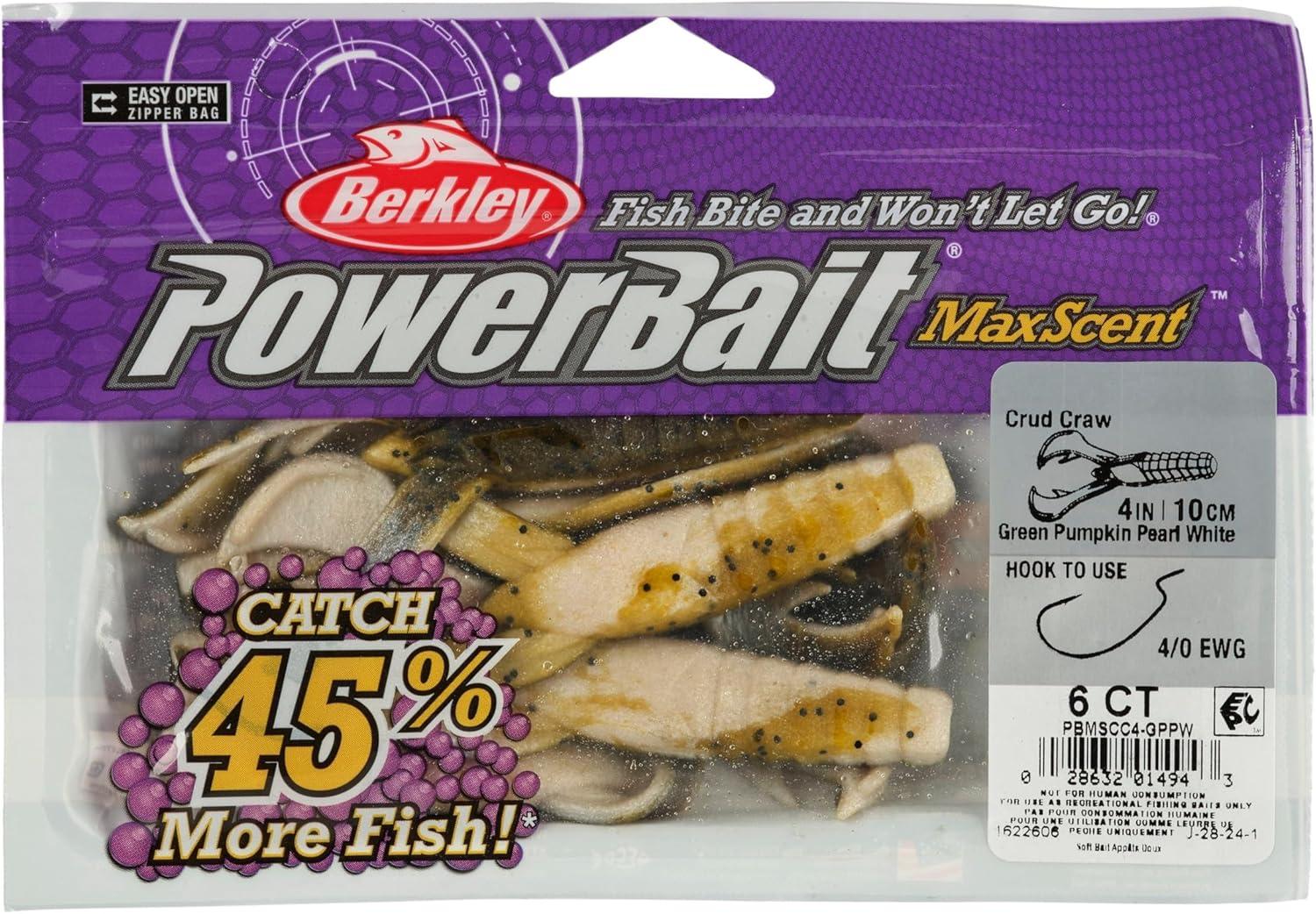 imageBerkley PowerBait MaxScent Crud CrawGreen Pumpkin Pearl White