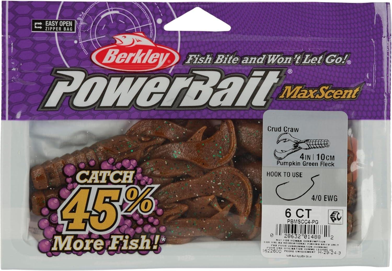 imageBerkley PowerBait MaxScent Crud CrawPumpkin Green Fleck