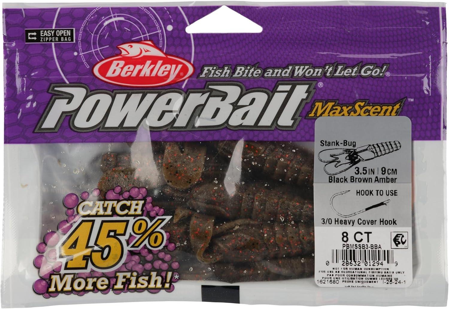 imageBerkley PowerBait MaxScent StankBug Fishing Soft BaitBlack Brown Amber