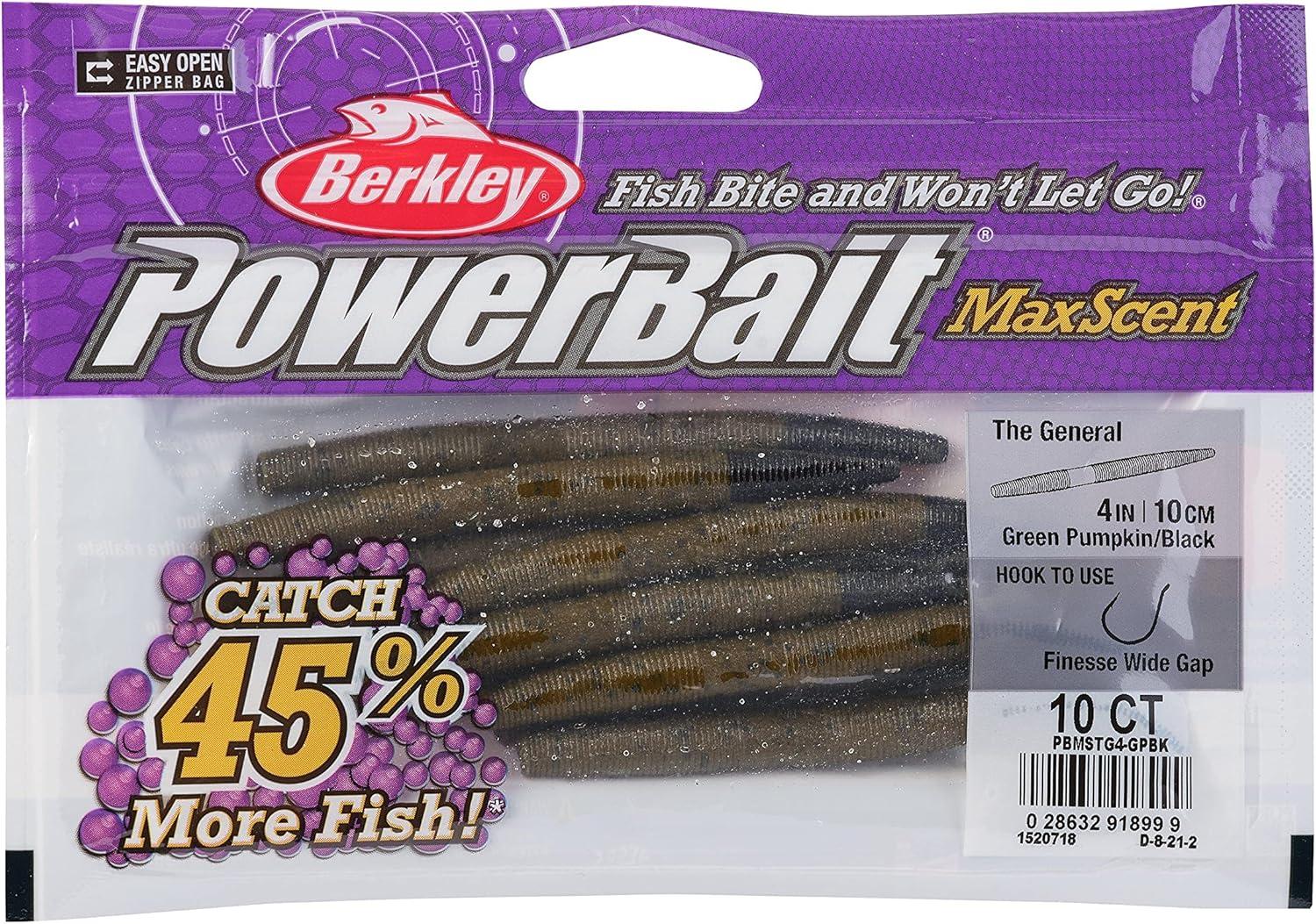 imageBerkley PowerBait MaxScent The General Fishing Soft BaitGreen PumpkinBlack