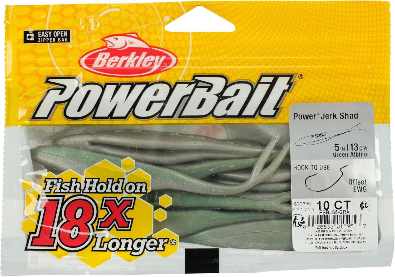 imageBerkley PowerBait Power Jerk Shad Fishing Soft BaitGreen Albino