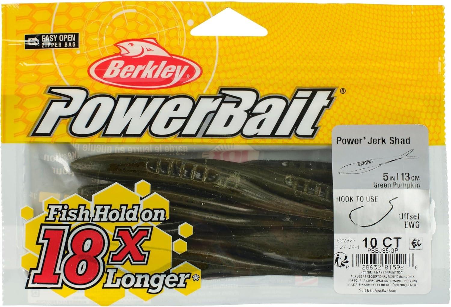 imageBerkley PowerBait Power Jerk Shad Fishing Soft BaitGreen Pumpkin