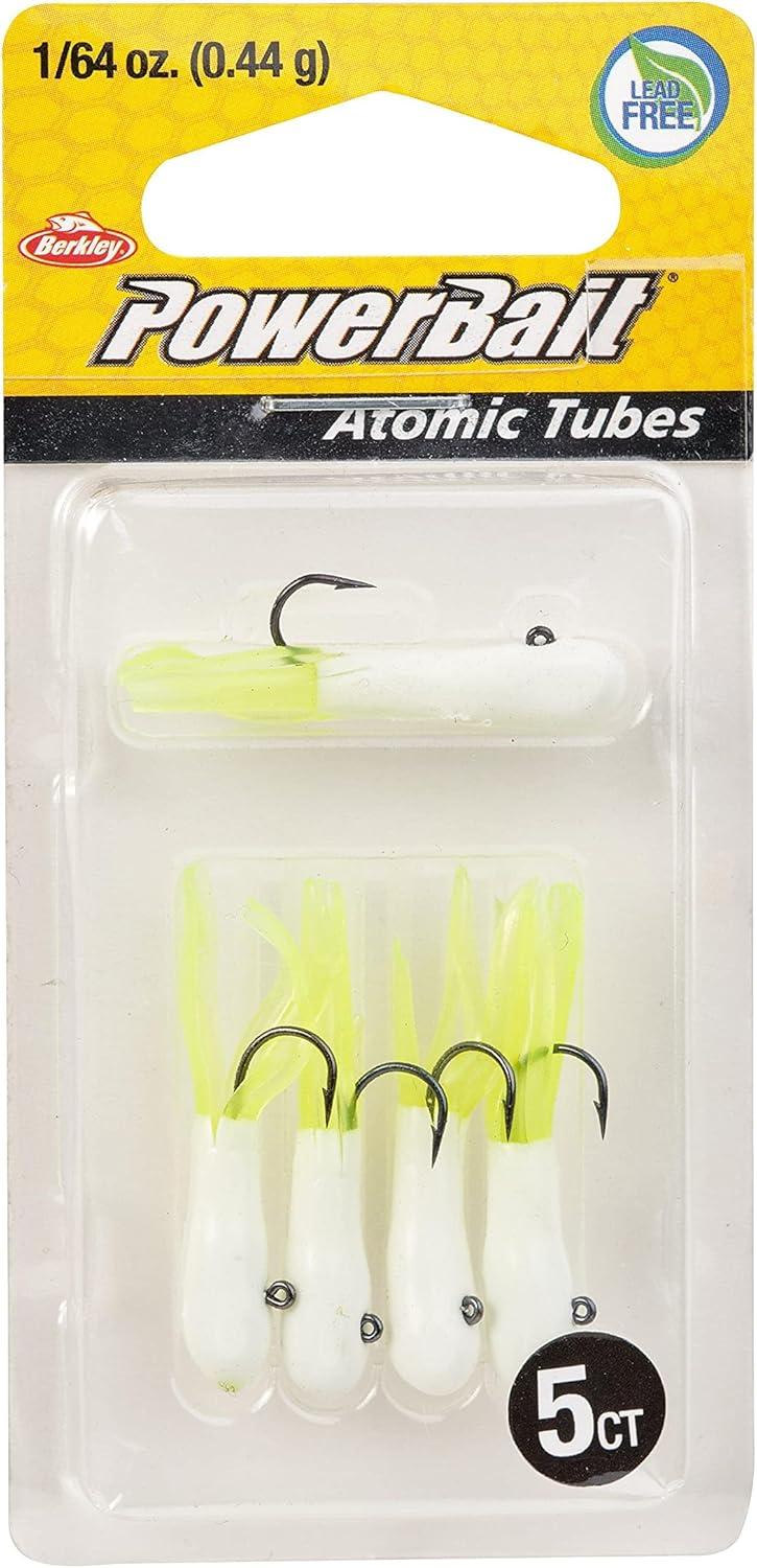 imageBerkley PowerBait PreRigged Atomic Tubes Fishing Soft BaitWhite Chartreuse