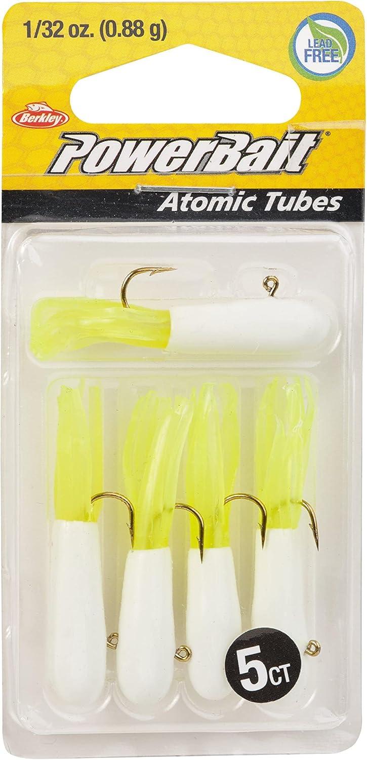 imageBerkley PowerBait PreRigged Atomic Tubes Fishing Soft BaitWhite Chartreuse