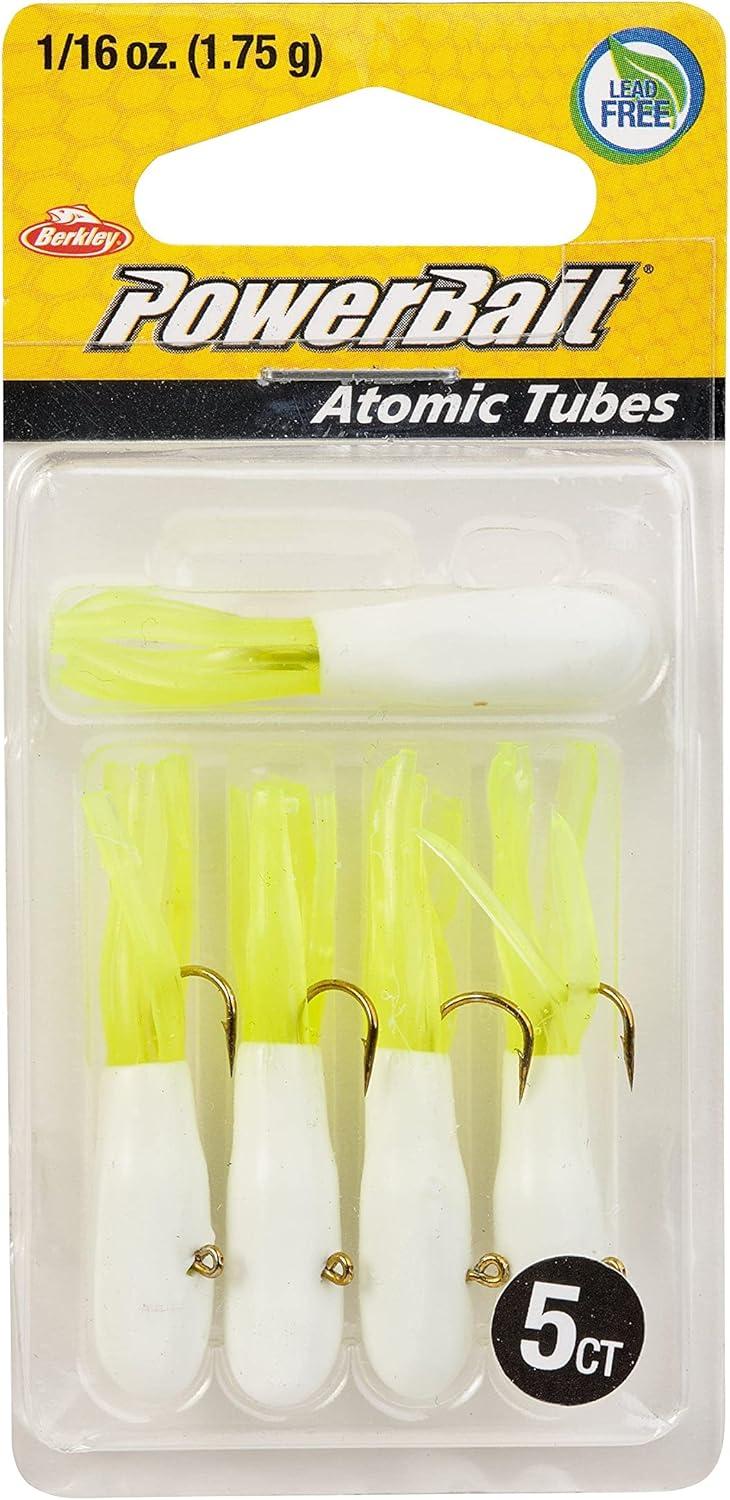 imageBerkley PowerBait PreRigged Atomic Tubes Fishing Soft BaitWhite Chartreuse